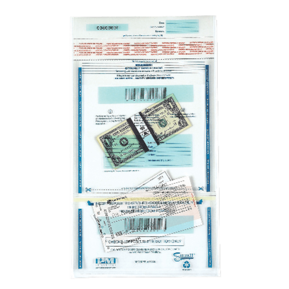 PM Plastic Tamper-Evident Deposit Bags, 11in x 15in, Clear, Pack Of 100