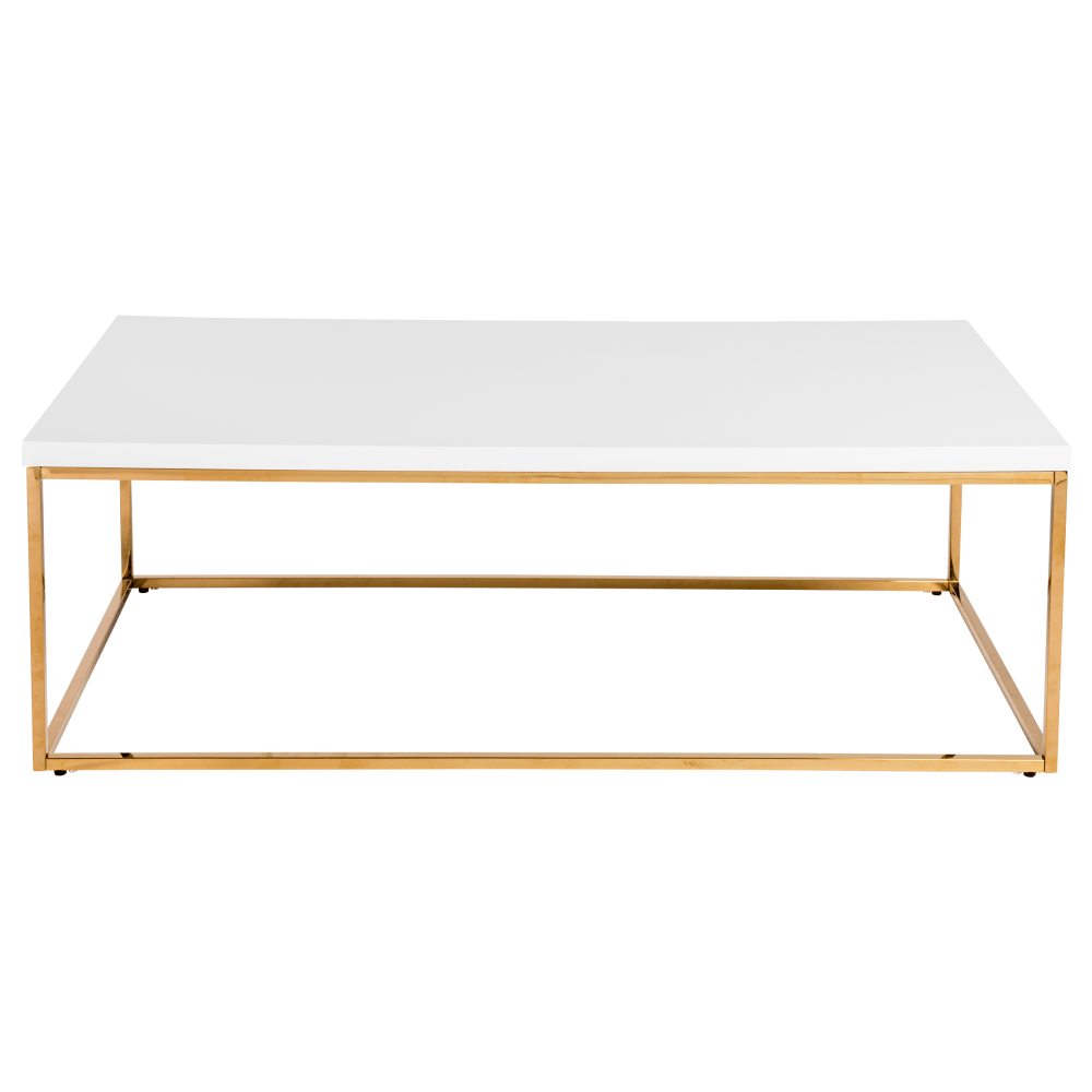 Eurostyle Teresa Rectangle Coffee Table, 15-1/2inH x 47inW x 23-1/2inD, High Gloss Gold/High Gloss White
