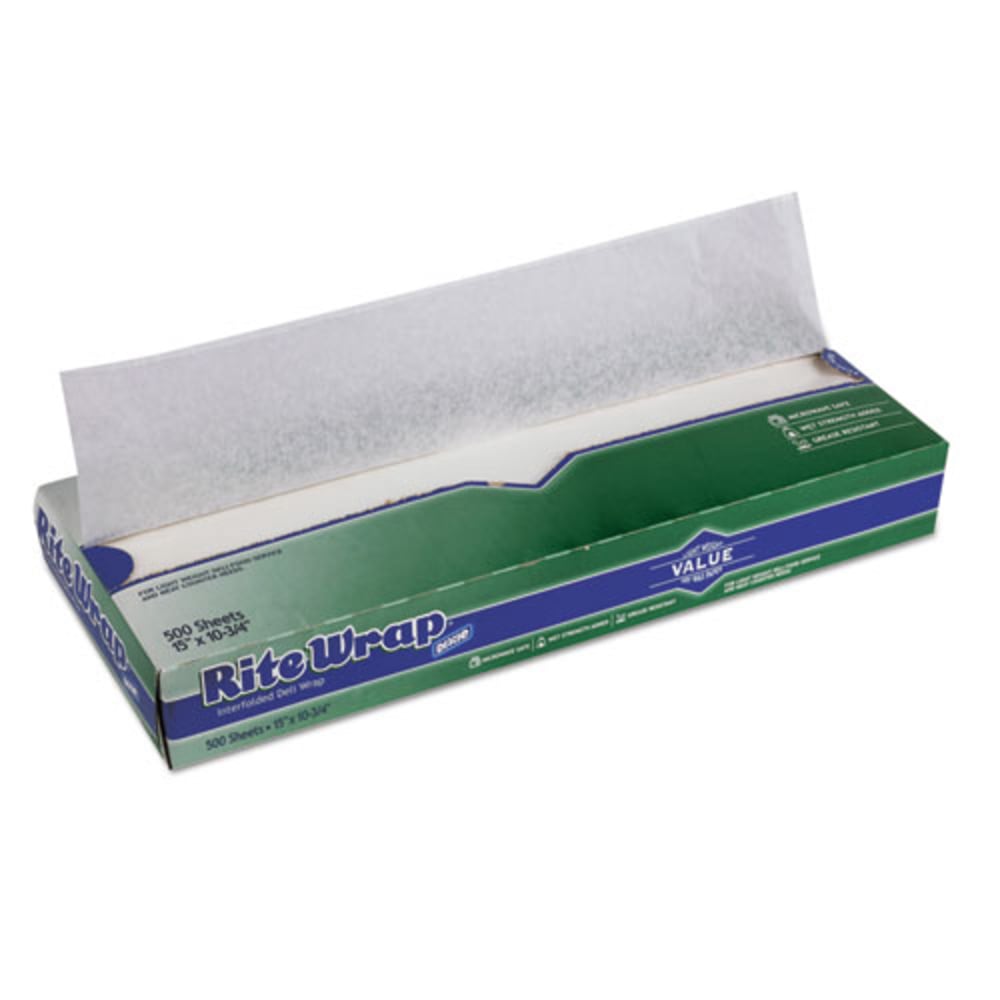 Dixie Jumbo Rite-Wrap Interfolded Deli Papers, 10 3/4in x 15in, White, 500 Papers Per Box, Case Of 12 Boxes