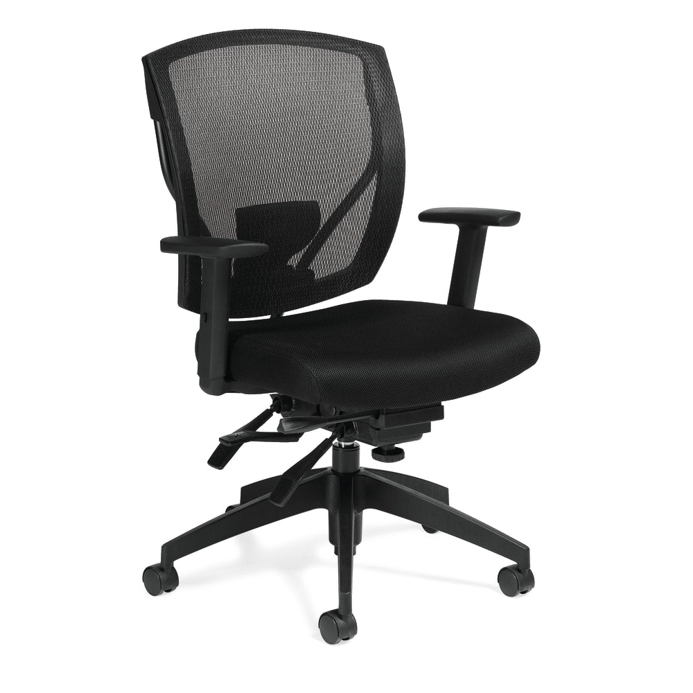 Offices To Go Mid-Back Chair, Infinite Seat Lock, Mesh Back, 39 1/2inH x 27inW x 26inD, Black