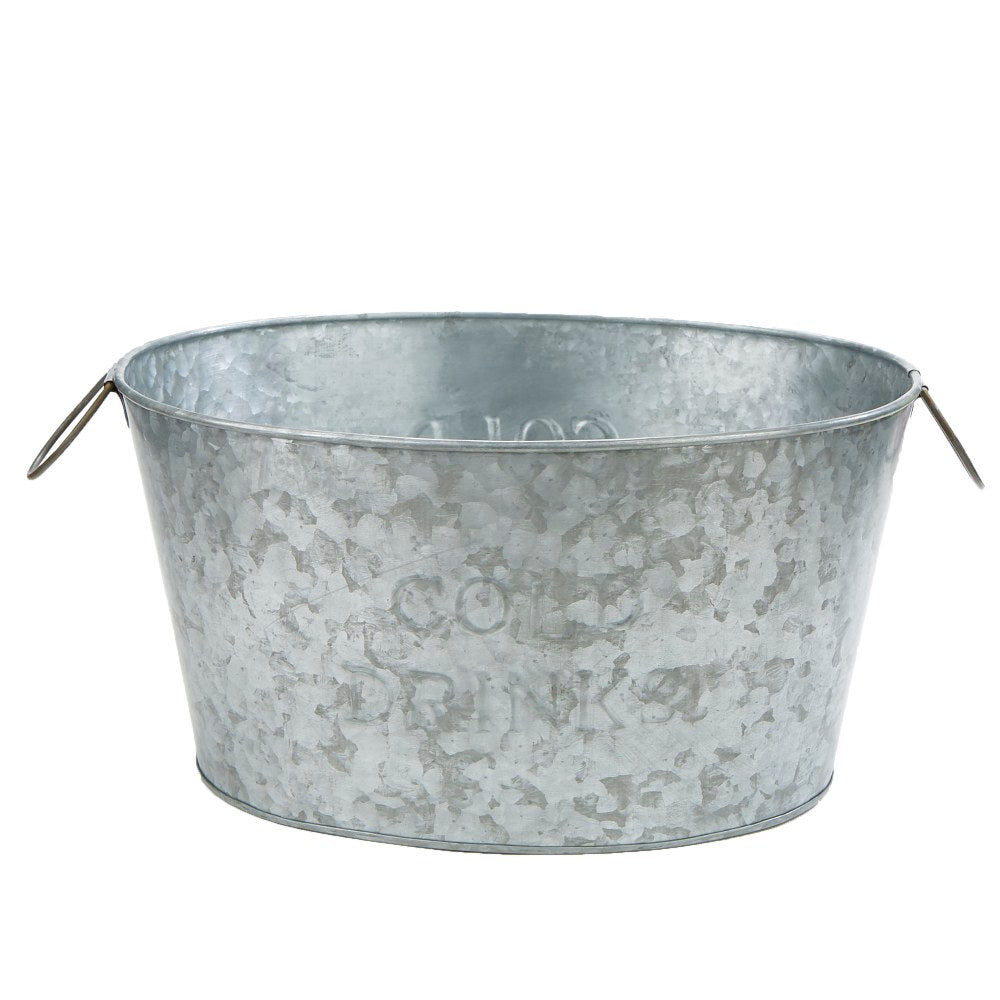Mind Reader Cold Beverage Bucket with Handles. 10-1/2inH x 14-1/4inW x 19-1/2inL, Silver