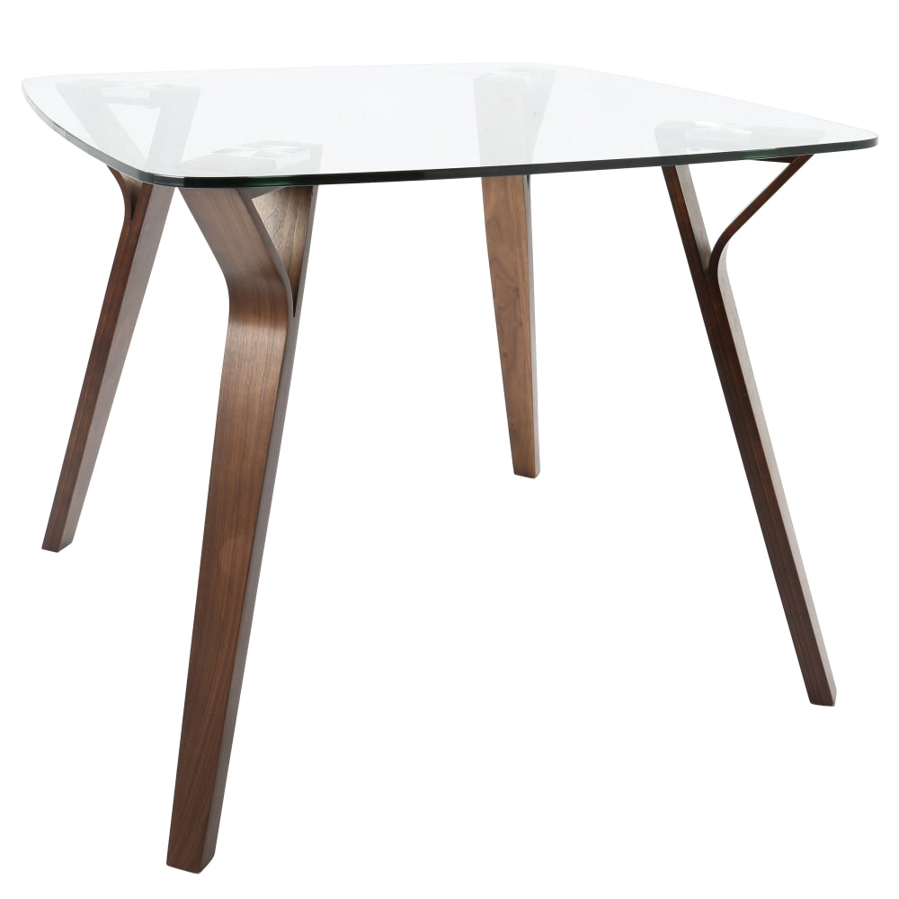 Lumisource Folia Mid-Century Modern Dining Table, Square, Glass/Walnut