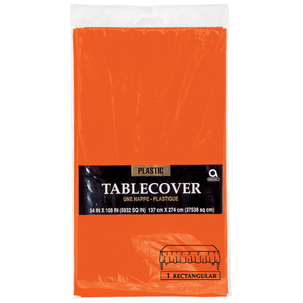 Amscan Plastic Table Covers, 54in x 108in, Orange Peel, Pack Of 9 Table Covers