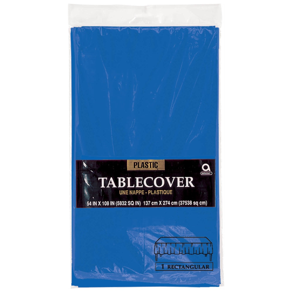 Amscan Plastic Table Covers, 54in x 108in, Royal Blue, Pack Of 9 Table Covers