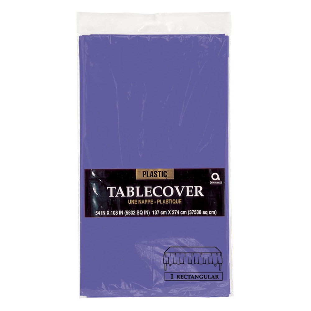 Amscan Plastic Table Covers, 54in x 108in, Purple, Pack Of 9 Table Covers