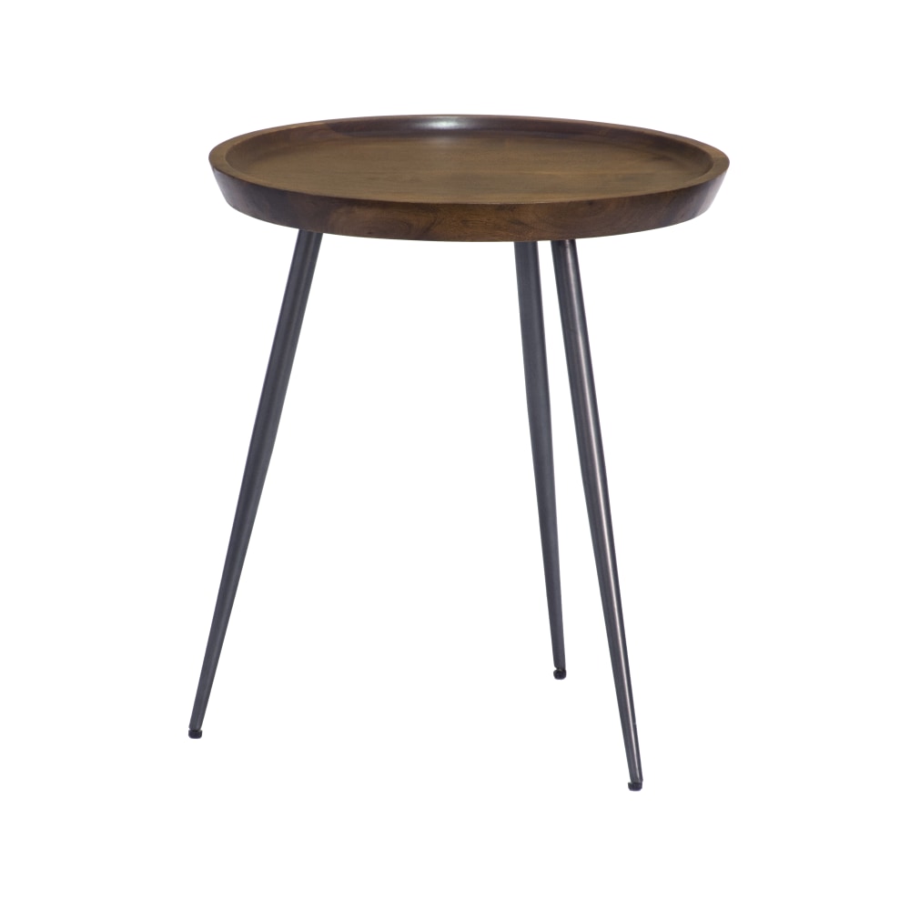 Coast to Coast Paul Tripod Accent Side Table, 24inH x 21inW x 21inD, English Brown/Gunmetal