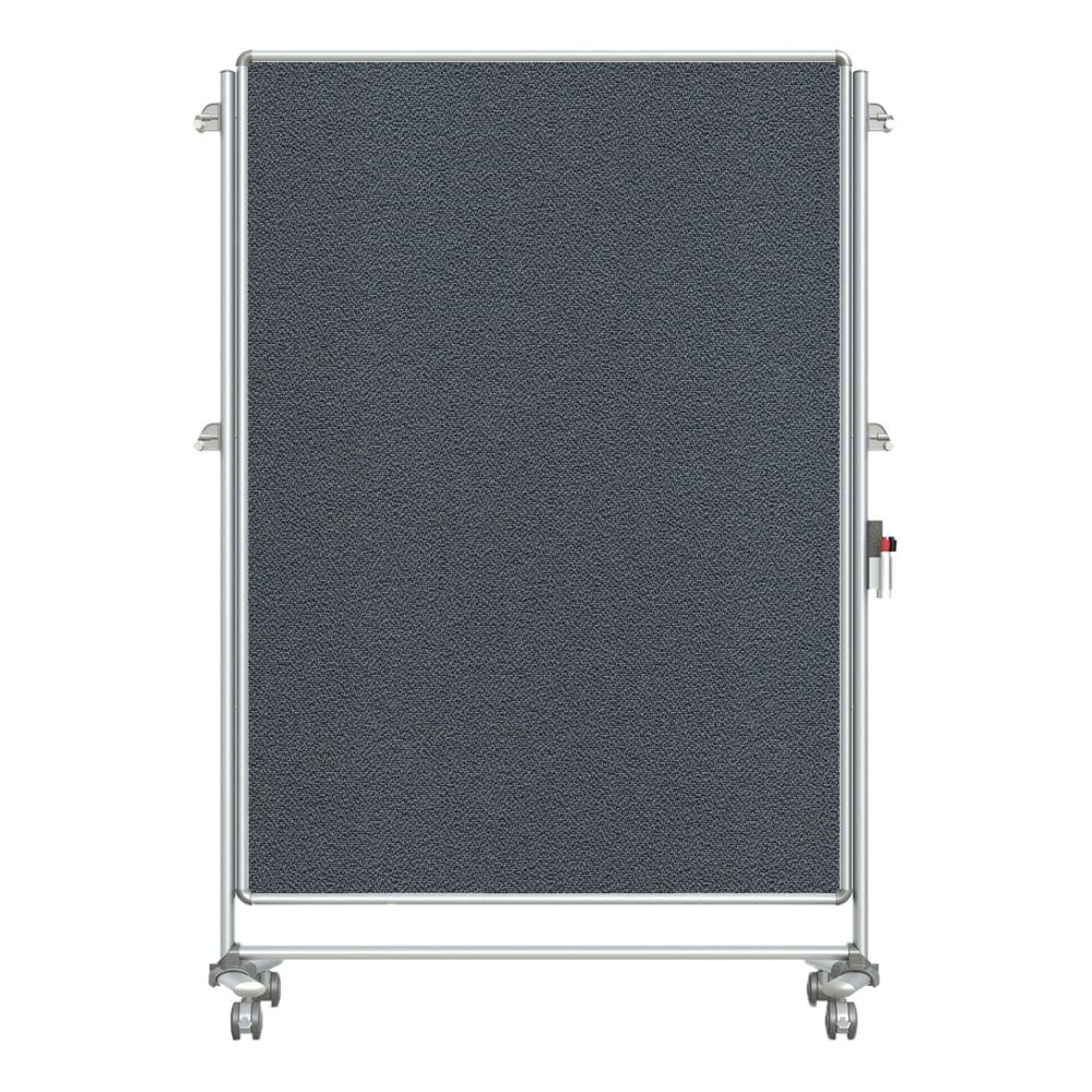 Ghent Nexus Partition Double-Sided Mobile Magentic Fabric/Non-Magnetic Dry-Erase/Bulletin Board, 46 1/x 4in65in, Silver Aluminum Frame
