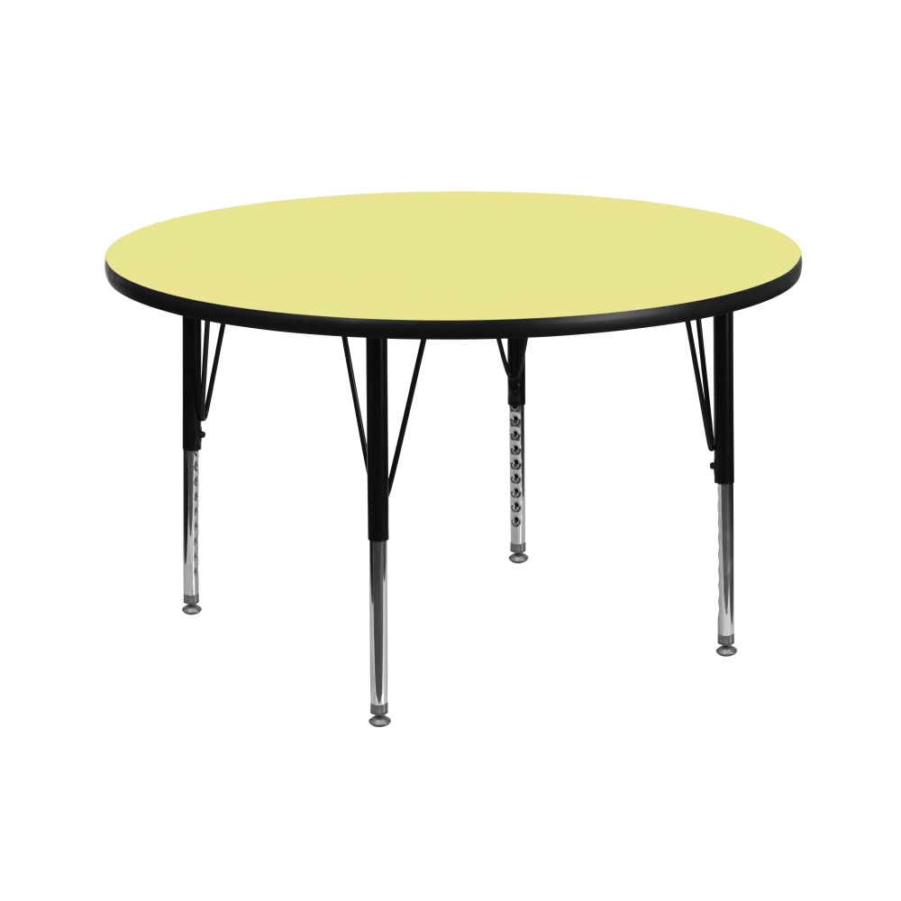 Flash Furniture 42in Round Thermal Laminate Activity Table With Short Height-Adjustable Legs, Yellow