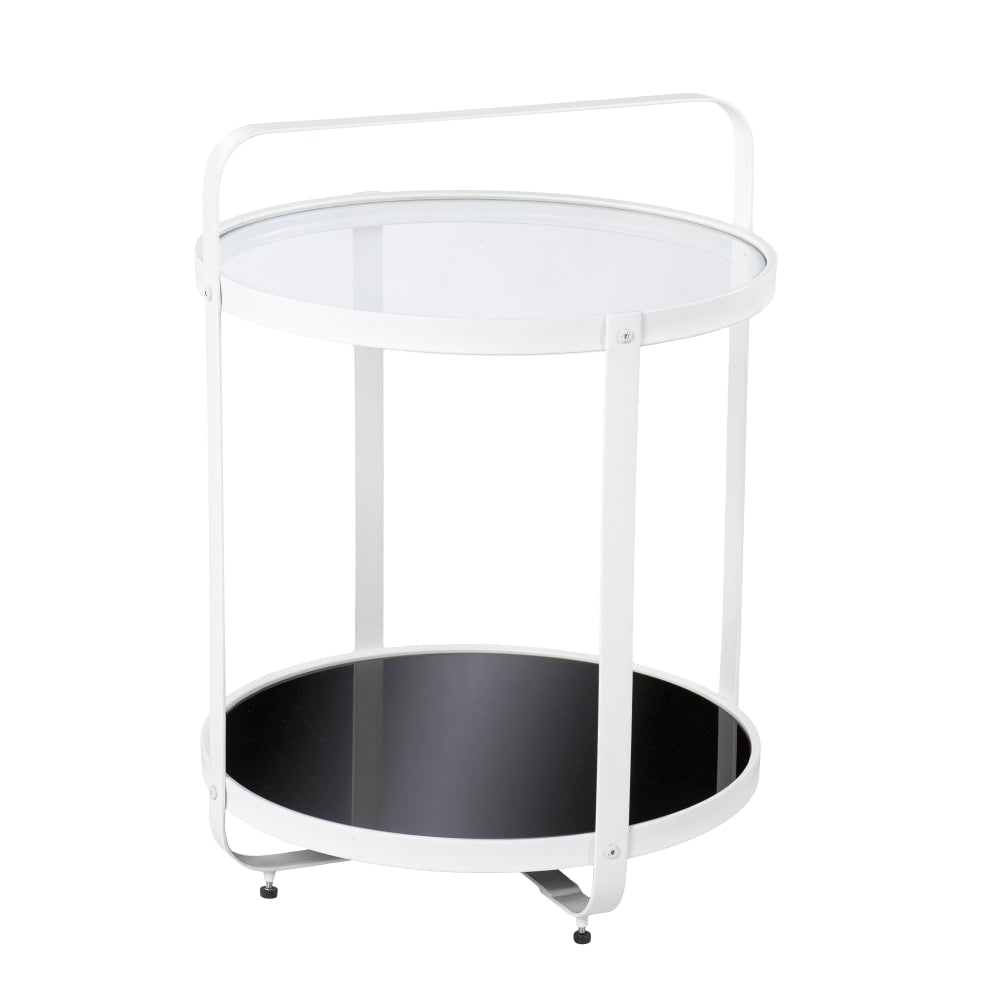 SEI Furniture Vimmerly Glass-Top End Table, 27inH x 20inW x 20inD, White/Black