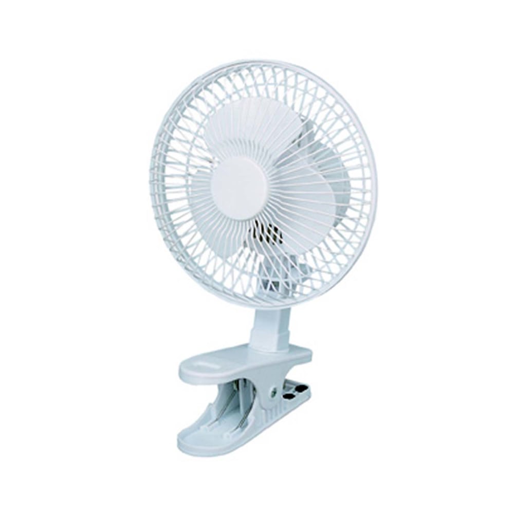 Optimus Personal Clip-On Fan, 9inH x 6inW x 6inD, White