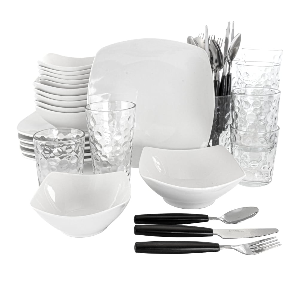 Gibson All U Need 48-Piece Ceramic Dinnerware Combo Set, White