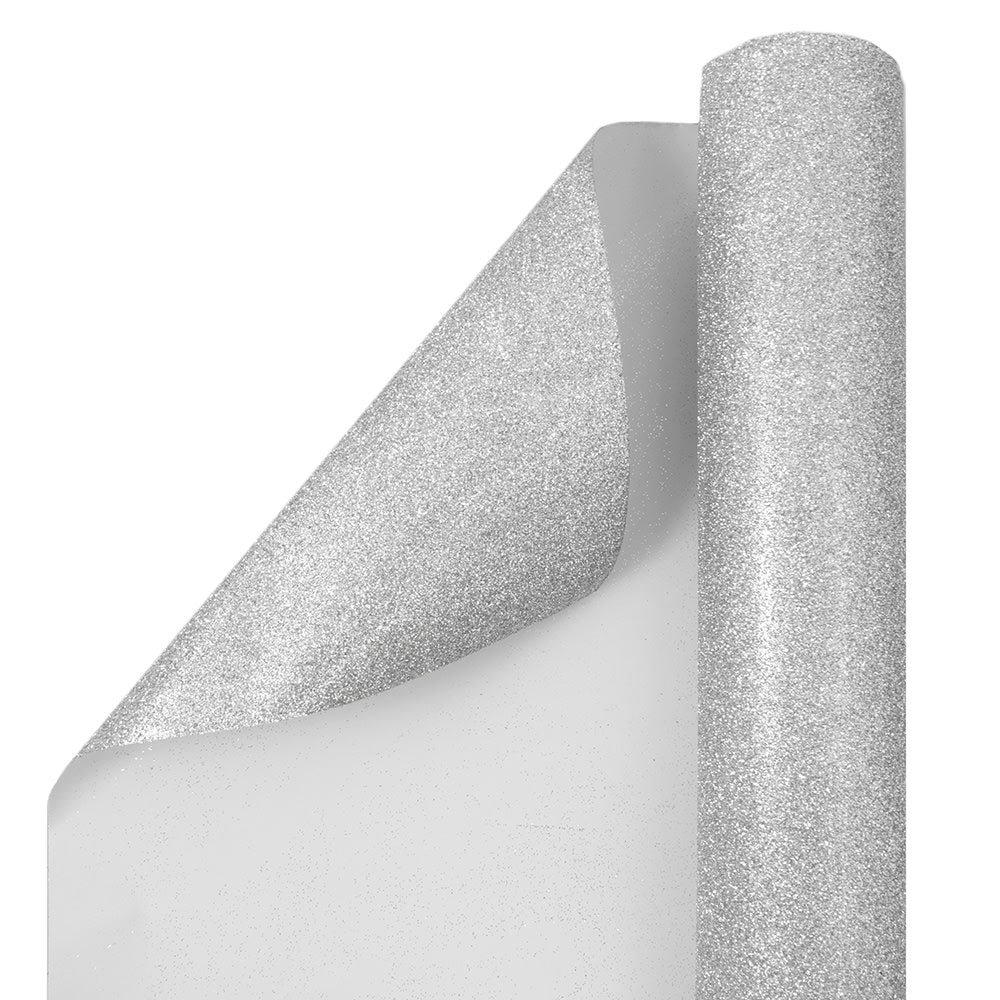 JAM Paper Wrapping Paper, Glitter, 25 Sq Ft, Silver