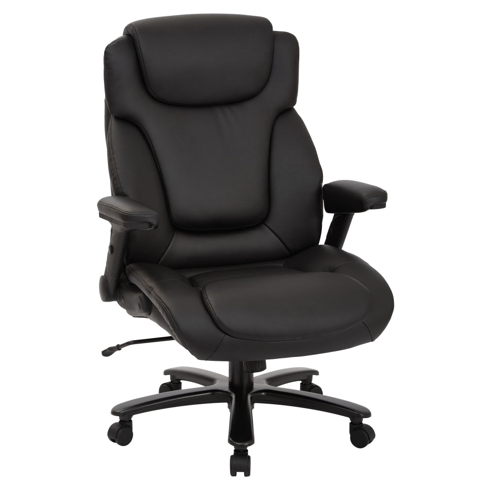 Office Star Pro-Line II Big & Tall Bonded Leather High-Back Chair With Arms, Black