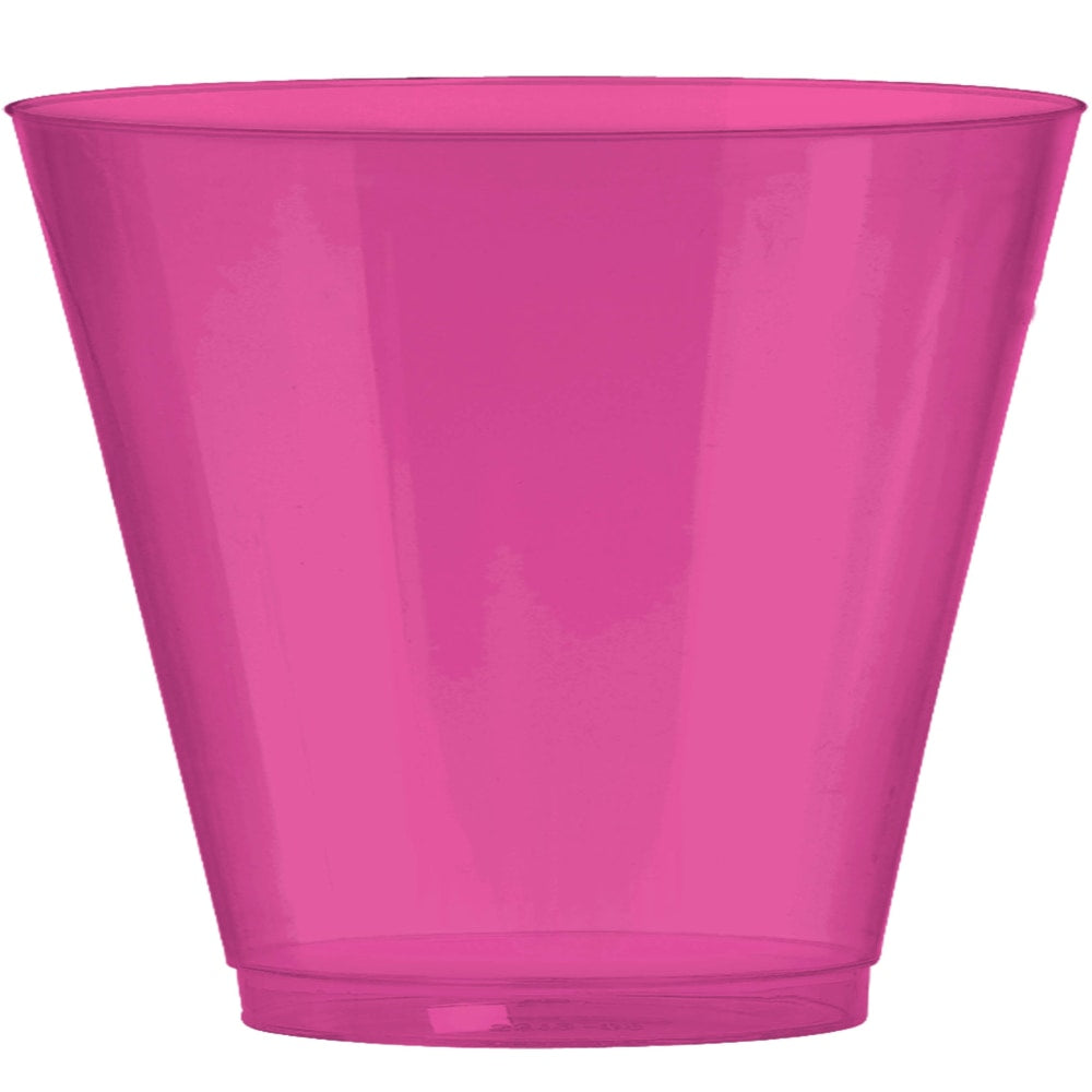 Amscan Plastic Cups, 9 Oz, Bright Pink, 72 Cups Per Pack, Set Of 2 Packs