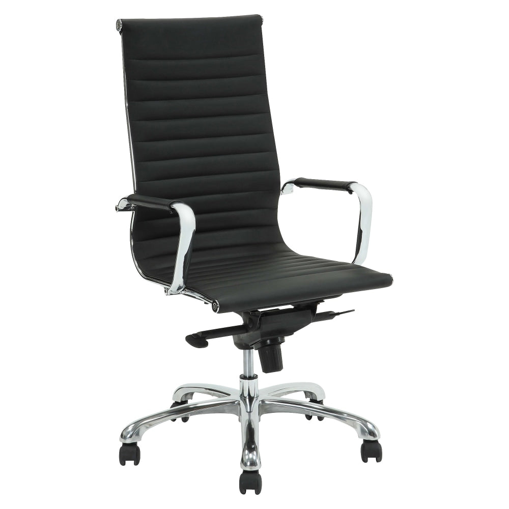 Lorell Modern Ergonomic Bonded Leather High-Back Chair, Black