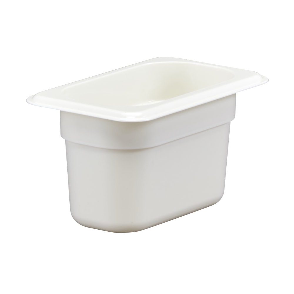Cambro Camwear GN 1/9 Size 4in Food Pans, 4inH x 4-1/4inW x 7inD, White, Set Of 6 Pans