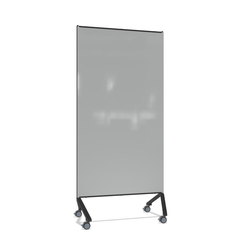 Ghent Pointe Non-Magnetic Dry-Erase Glassboard, 76-1/2in x 36-3/16in, Gray, Black Metal Frame