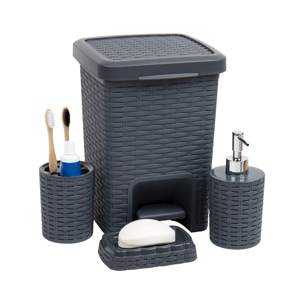 Mind Reader Basket Collection 4-Piece Bathroom Set, Gray
