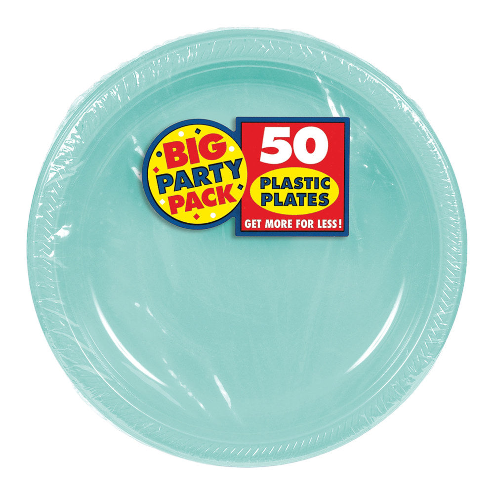 Amscan Plastic Dessert Plates, 7in, Robins Egg Blue, 50 Plates Per Big Party Pack, Set Of 2 Packs