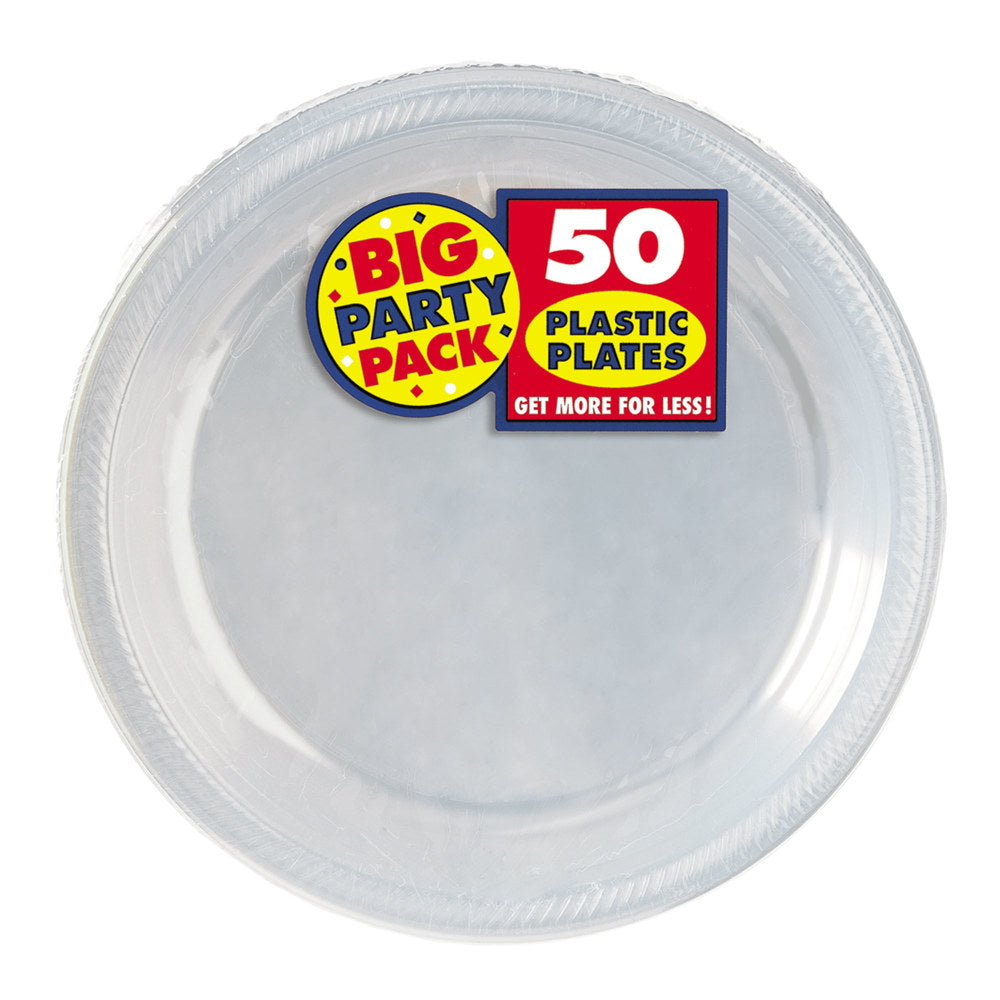 Amscan Plastic Dessert Plates, 7in, Clear, 50 Plates Per Big Party Pack, Set Of 2 Packs