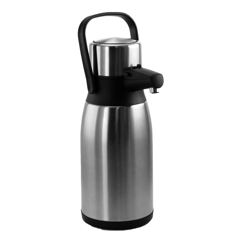 MegaChef 3 L Stainless-Steel Airpot Hot Water Dispenser for Coffee and Tea, 5in Handle, Silver/Black