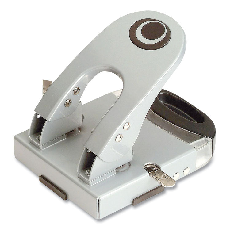 50-Sheet Deluxe Two-Hole Punch, 1/4" Holes, Gray/blue
