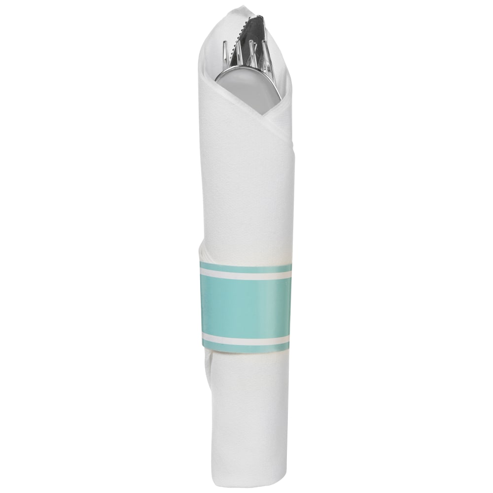 Amscan Premium Rolled Cutlery, Robin's Egg Blue, 10 Rolls Per Pack, Case Of 2 Packs
