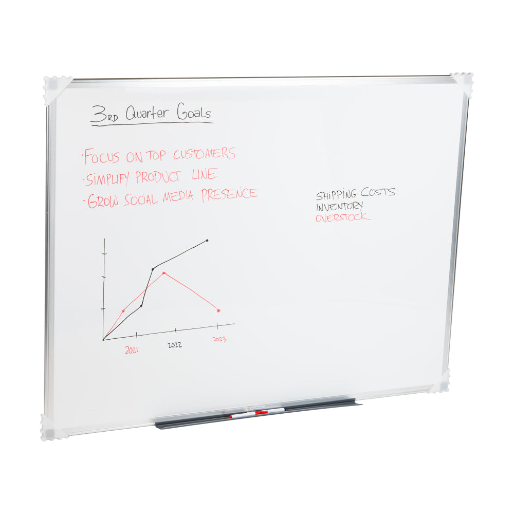 Mind Reader Magnetic Dry-Erase White Board Wall Mount with Marker Shelf, 1/2inH x 36inW x 47-3/4inL, White