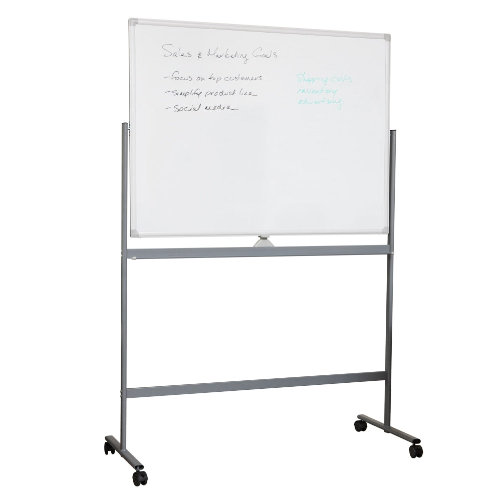 Mind Reader Magnetic Double-Sided Dry-Erase White Board with Base and Wheels, 73-1/2inH x 21inW x 49-1/2inH, White