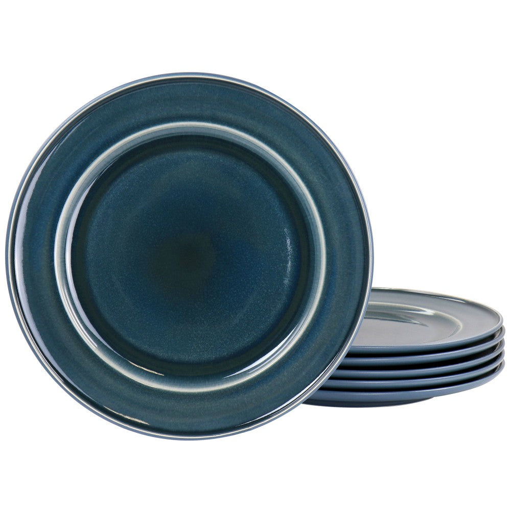 Martha Stewart Speckle Glazed 6-Piece Dinner Plate Set, 10-3/4in, Blue