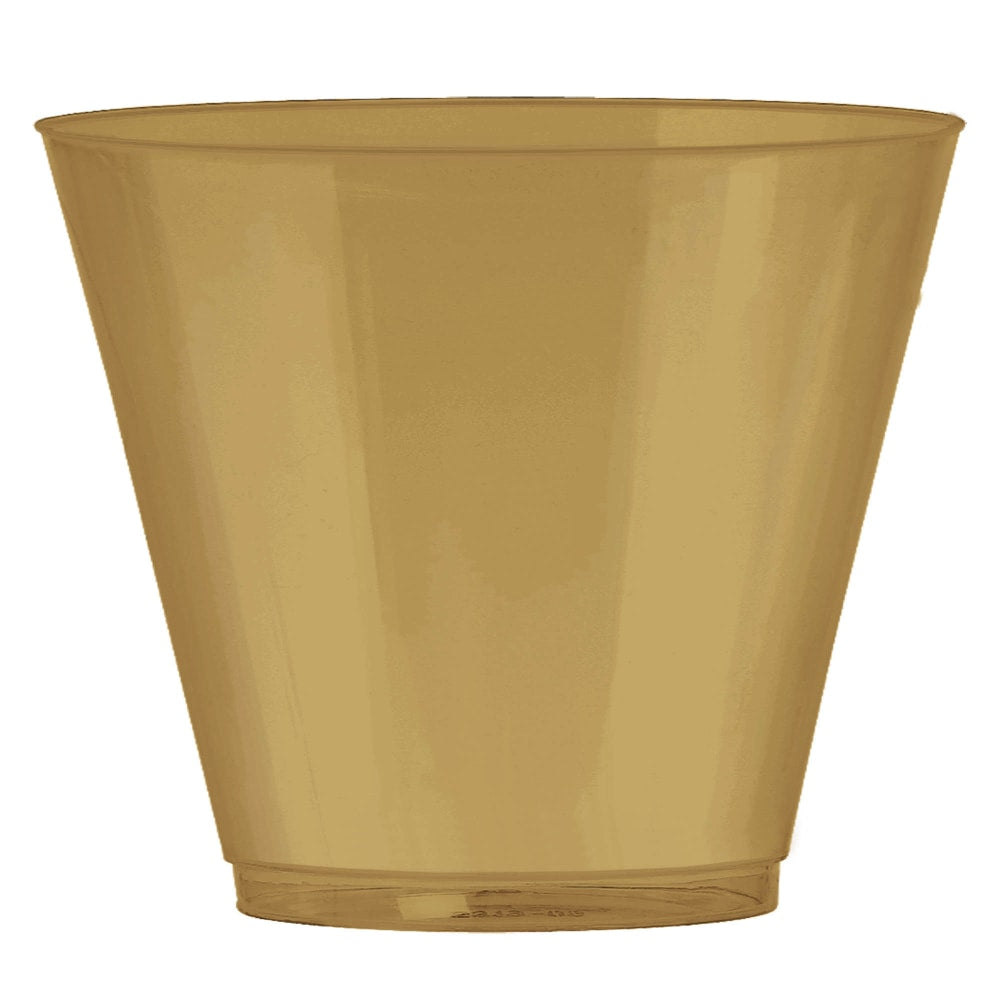 Amscan Plastic Tumblers, 9 Oz, Gold, Pack Of 72 Tumblers