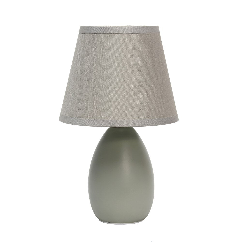 Simple Designs Mini Egg Oval Ceramic Table Lamp, 9-7/16inH, Gray Shade/Gray Base
