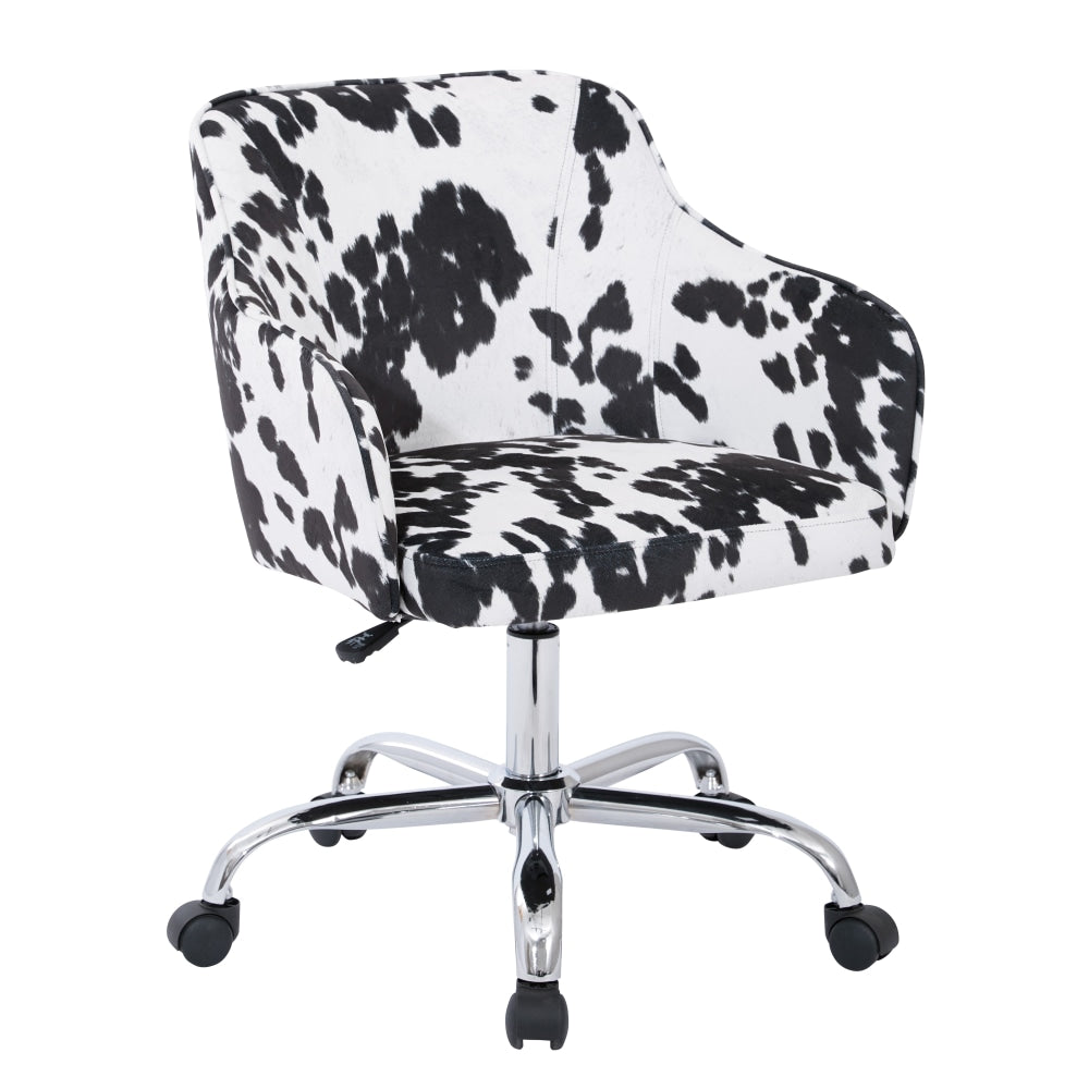 Office Star Avenue Six Bristol Task Chair, Fabric, Udder Madness Domino/Silver