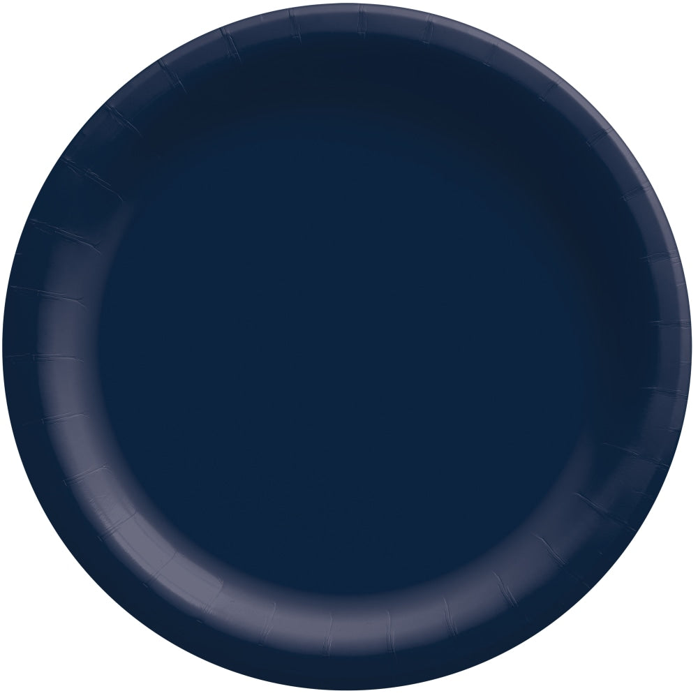 Amscan Round Paper Plates, 8-1/2in, Navy Blue, Pack Of 150 Plates