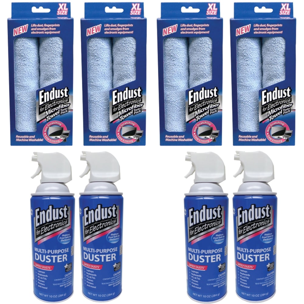 Endust Microfiber Towel Twin Pack - For Electronic Equipment, Display Screen - MicroFiber - 2 / Packet