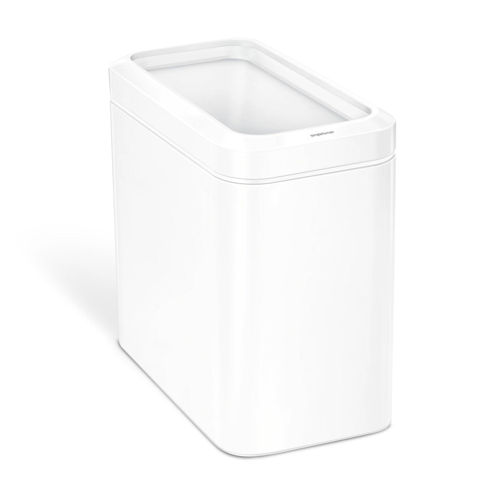 simplehuman Slim Open Can, 15-1/4inH x 8-3/4inW x 16-3/4inD, White Steel