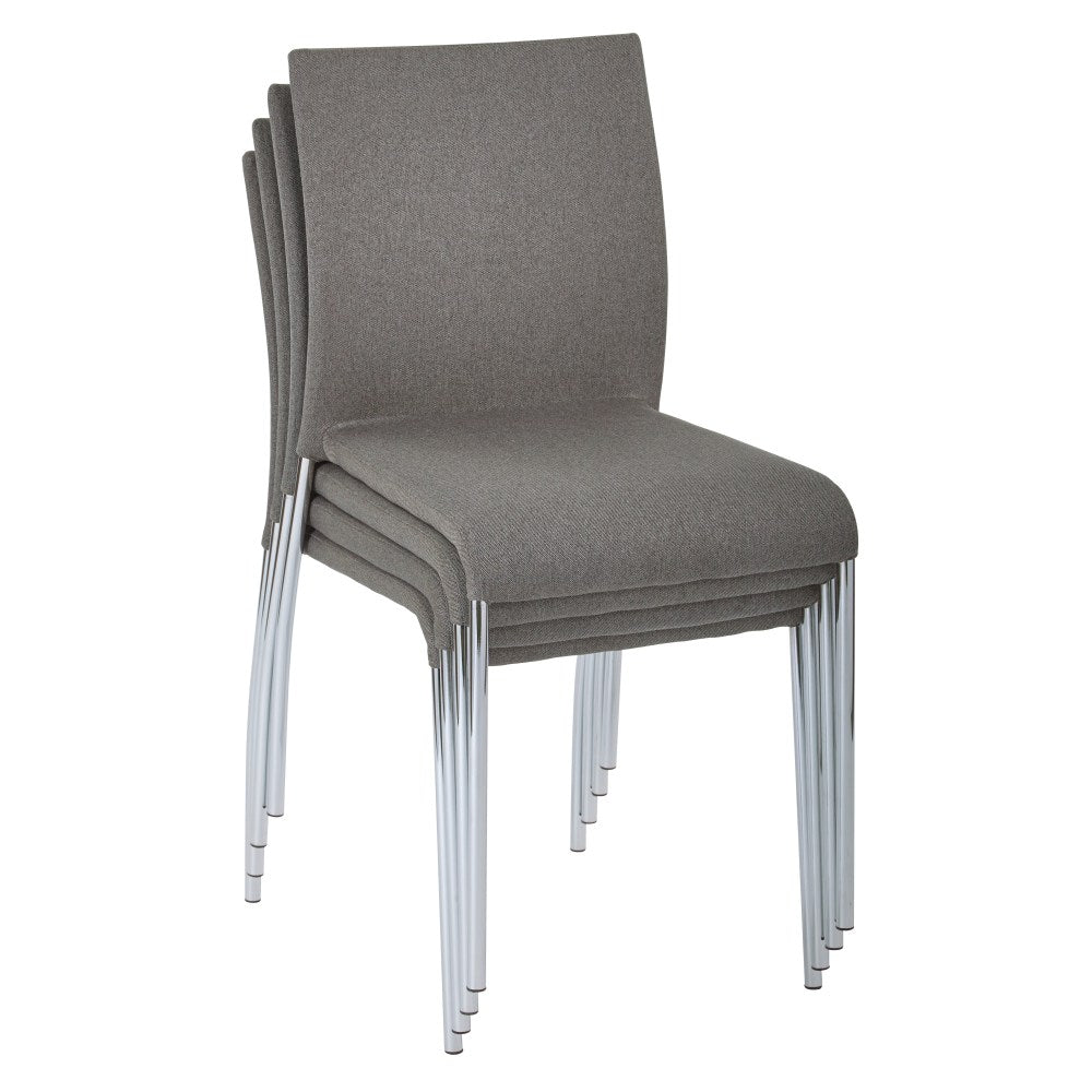 Ave Six Conway Fabric Seat, Fabric Back Stacking Chair, 17 1/2in Seat Width, Smoke Seat/Silver Frame, Quantity: 1