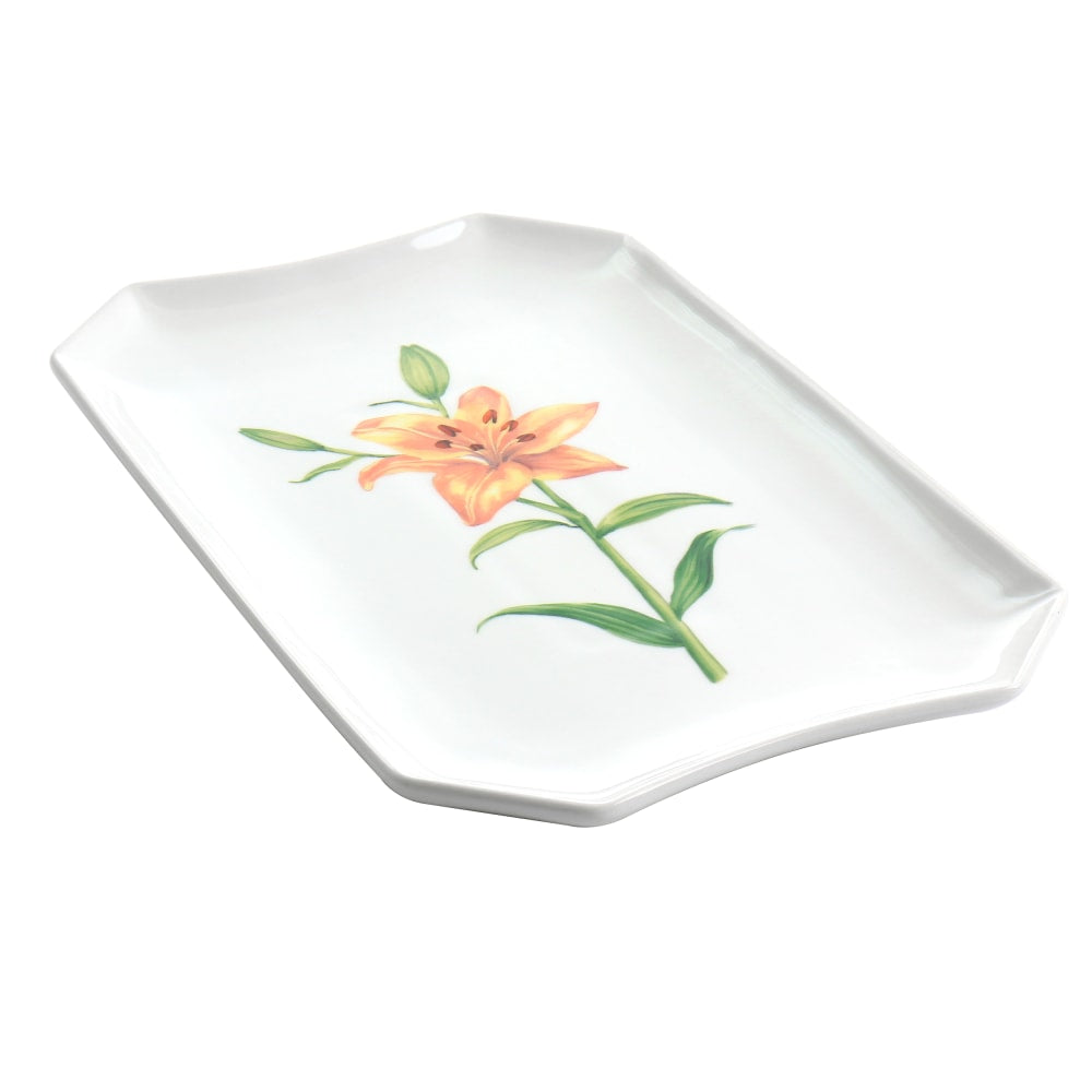 Martha Stewart Botanical Garden Fine Ceramic Serving Platter, 14in, White