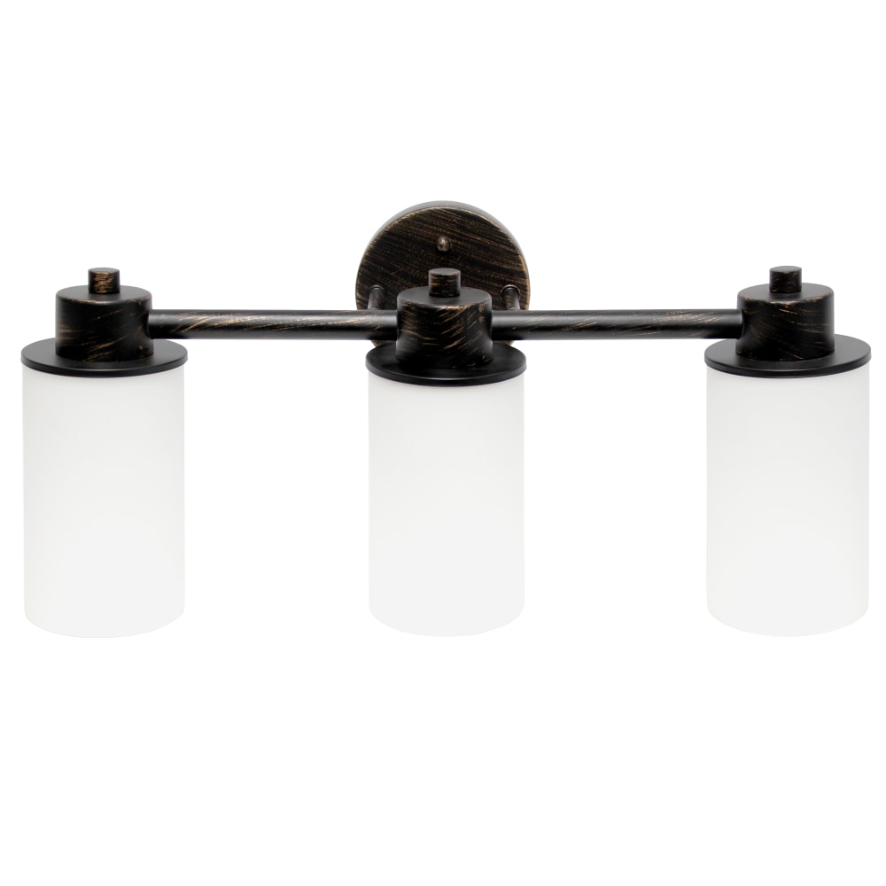 Lalia Home Essentix 3-Light Wall Mounted Vanity Light Fixture, 6-1/2inW, Opaque White/Oil Rubbed Bronze