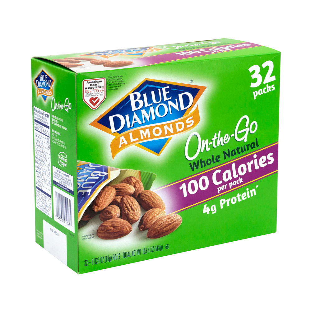 Blue Diamond Almonds On-The-Go Bags, 0.63 Oz, Box Of 32 Bags