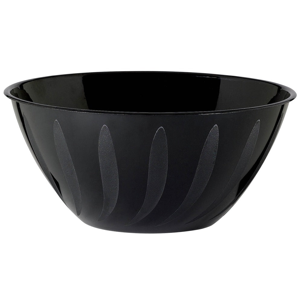 Amscan 2-Quart Plastic Bowls, 3-3/4in x 8-1/2in, Jet Black, Set Of 8 Bowls