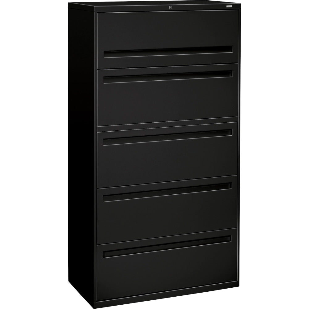 HON Brigade 700 36inW x 18inD Lateral 5-Drawer File Cabinet, Black