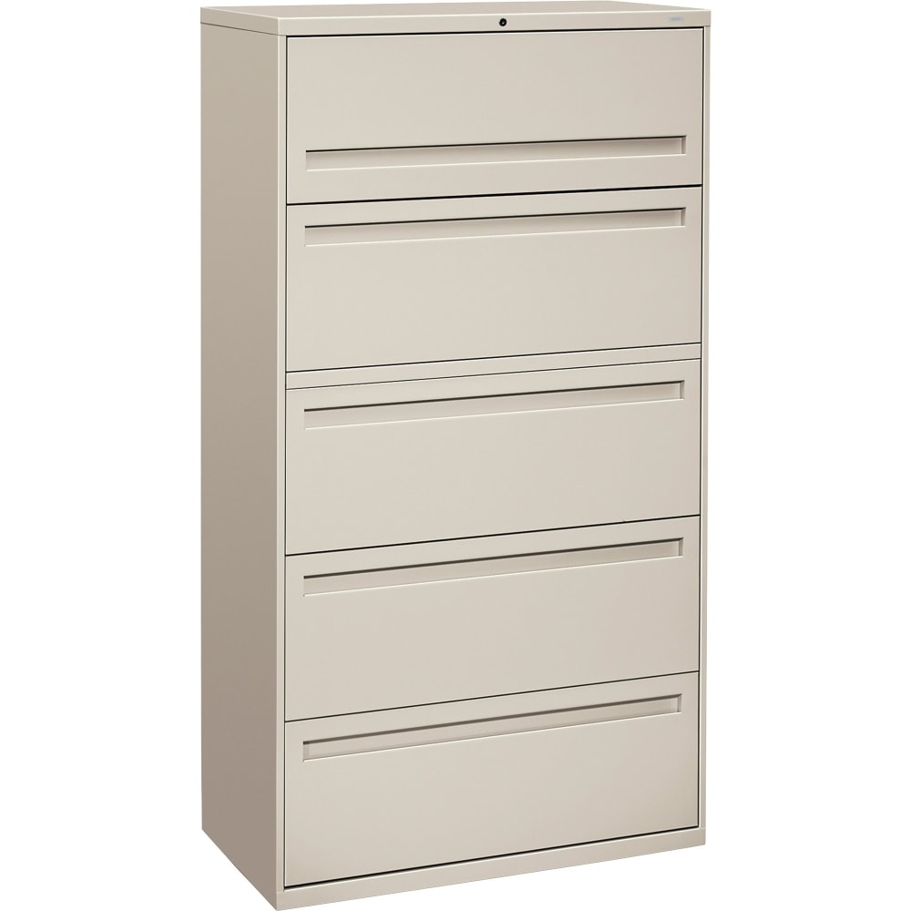 HON Brigade 700 36inW x 18inD Lateral 5-Drawer File Cabinet, Light Gray