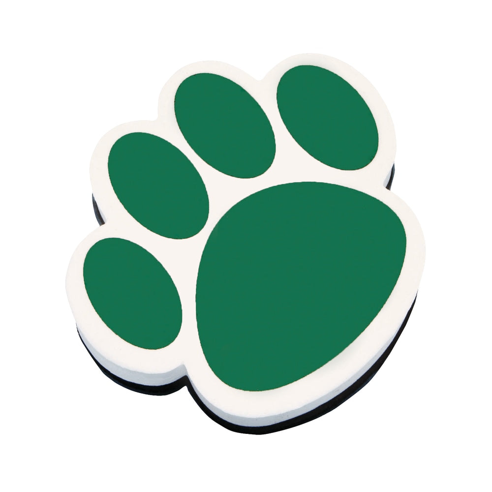 Ashley Productions Magnetic Whiteboard Erasers, 3 3/4in, Green Paw, Pack Of 6