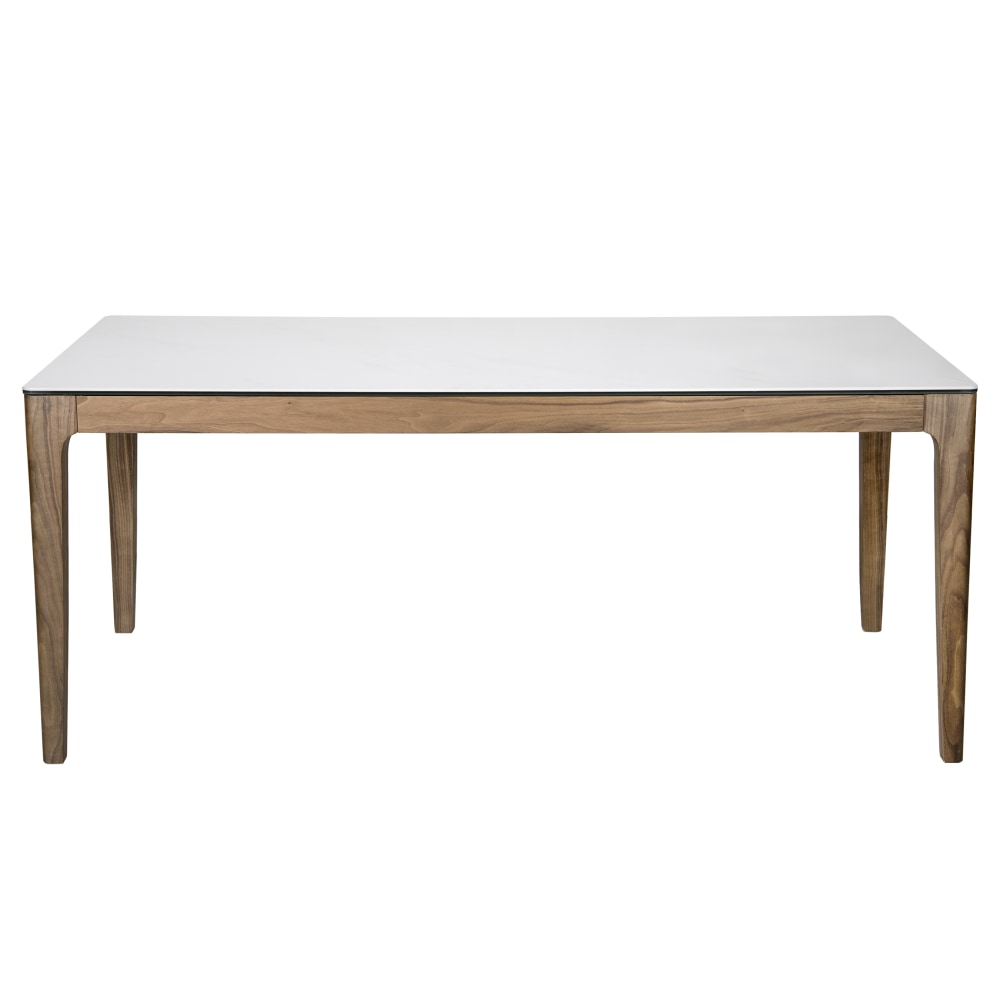 Eurostyle Haldis Dining Table, 29-1/2inH x 70-7/8inW x 35-2/5inD, White/Walnut