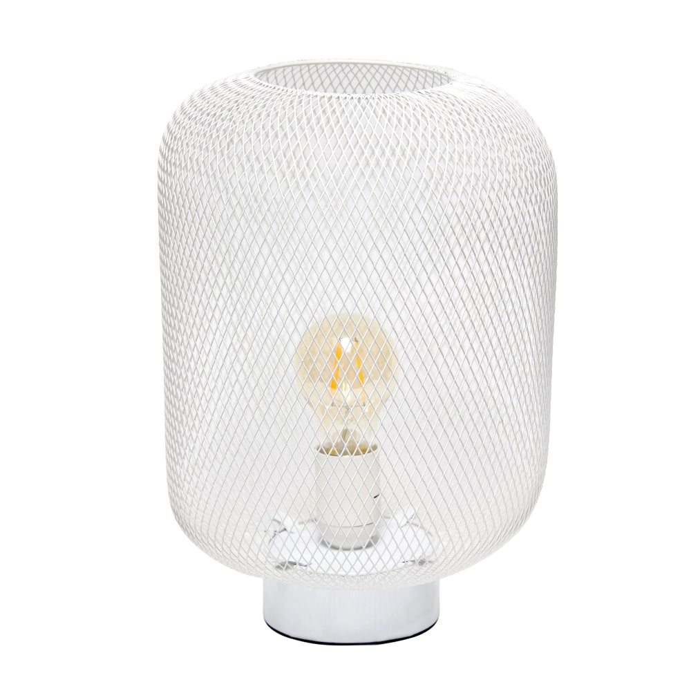 Simple Designs Metal Mesh Industrial Table Lamp, 12-3/16inH, White