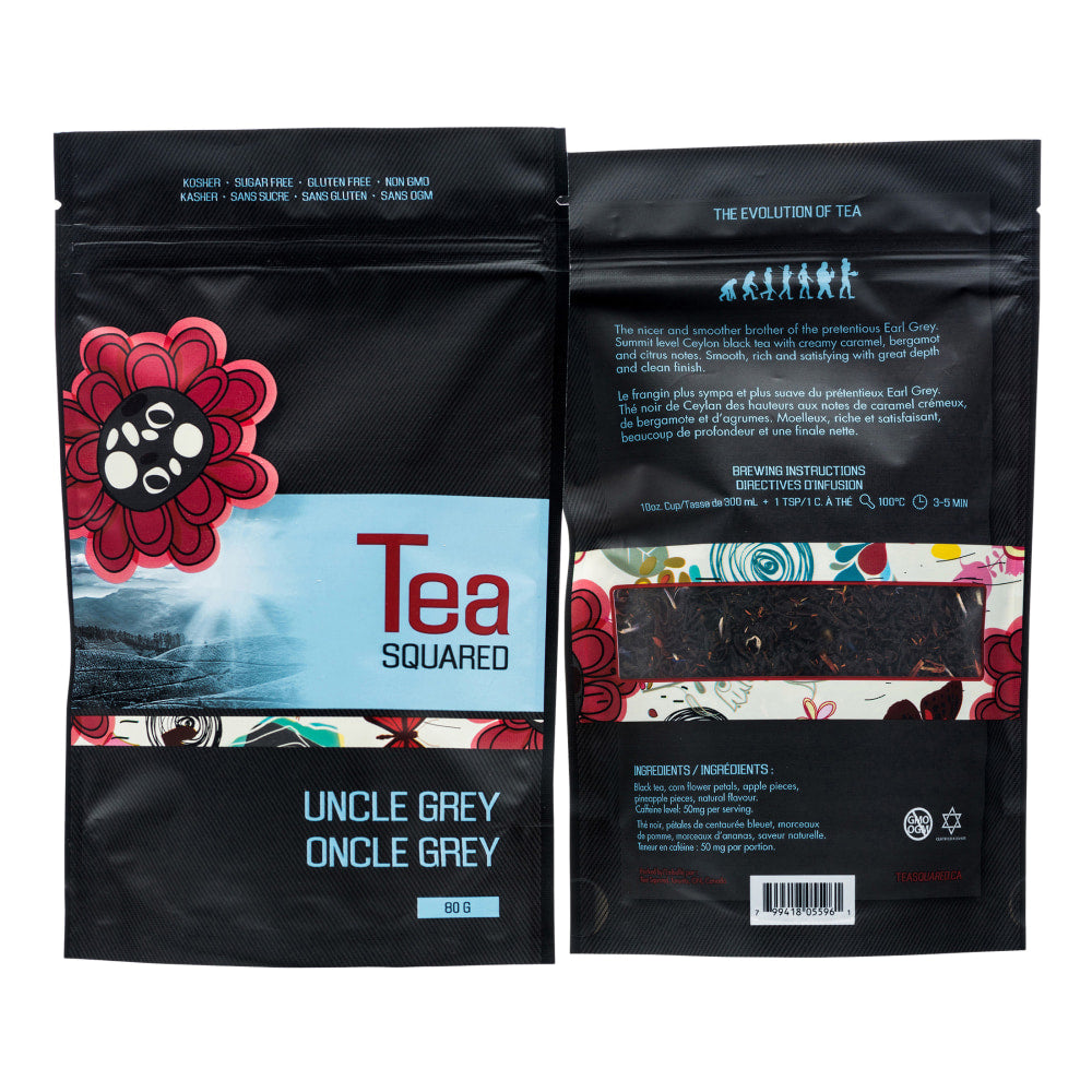 Tea Squared Uncle Grey Loose Leaf Tea, 2.8 Oz, Carton Of 6 Bags