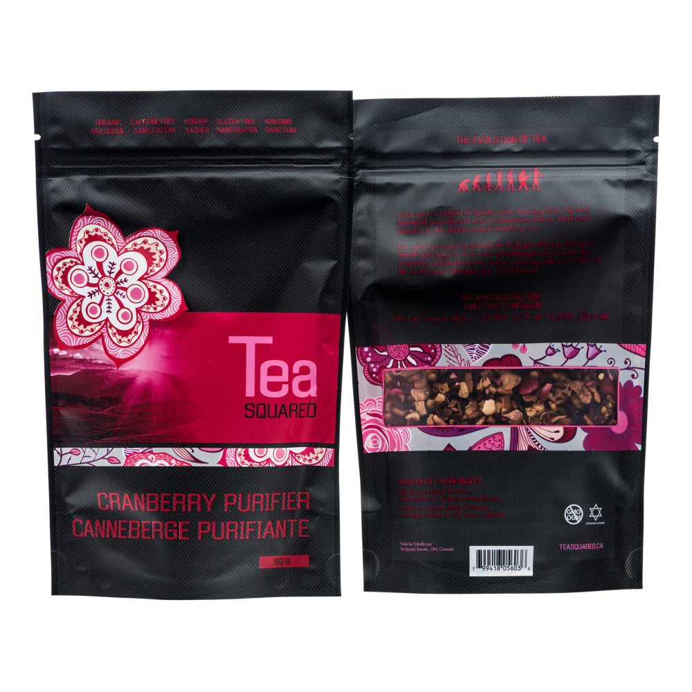 Tea Squared Cranberry Purifier Loose Leaf Tea, 2.8 Oz, Carton Of 6 Bags