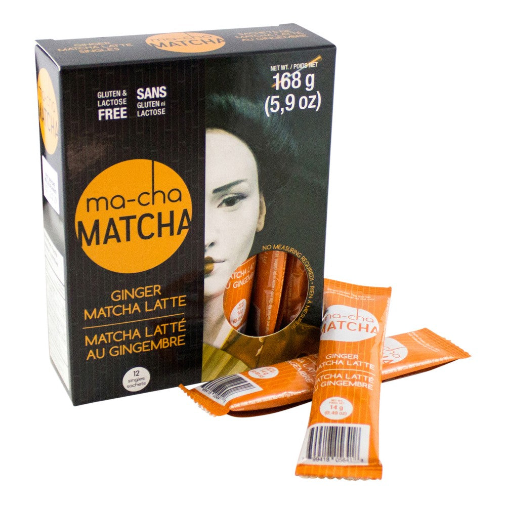 Ma-Cha Ginger Matcha Sticks, 5.9 Oz, 12 Per Box, Carton Of 6 Boxes