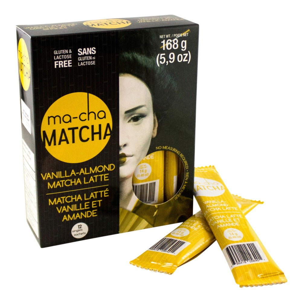 Ma-Cha Vanilla Almond Matcha Sticks, 5.9 Oz, 12 Per Box, Carton Of 6 Boxes